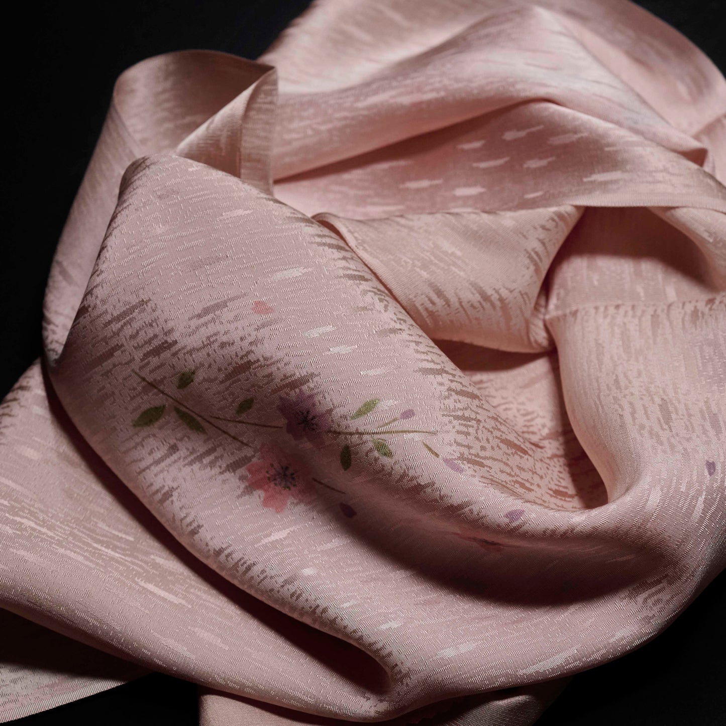 Kimono Silk Scarf - Soft Rose Floral Textile