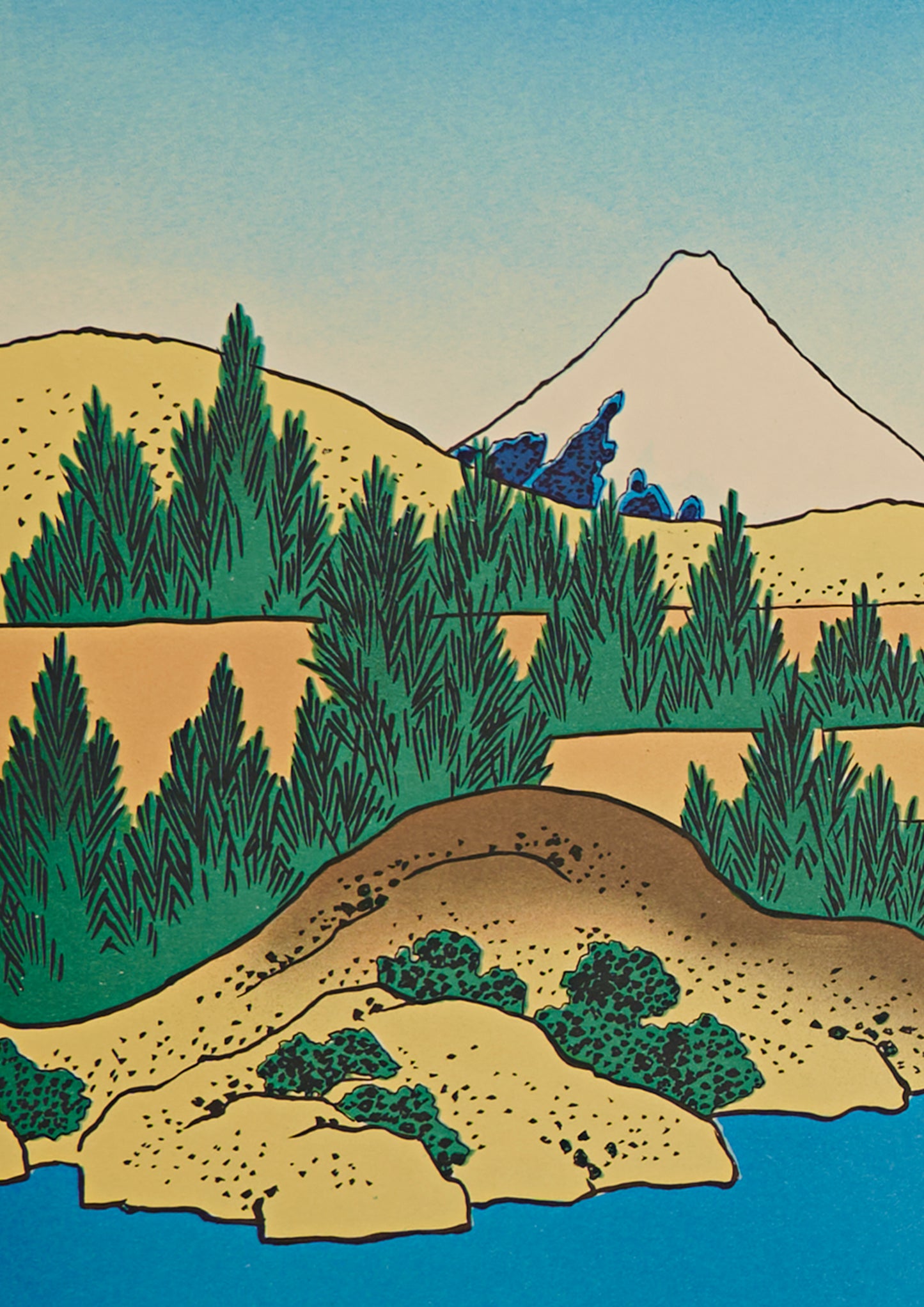 "The Lake of Hakone in Sagami Province" from 36 views of Mt.Fuji series by Hokusai