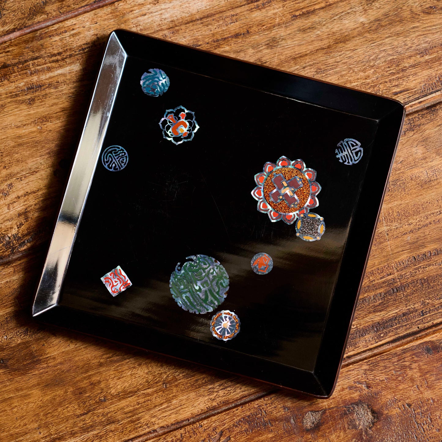 Antique Japanese Lacquer Tray and Raden Box Set