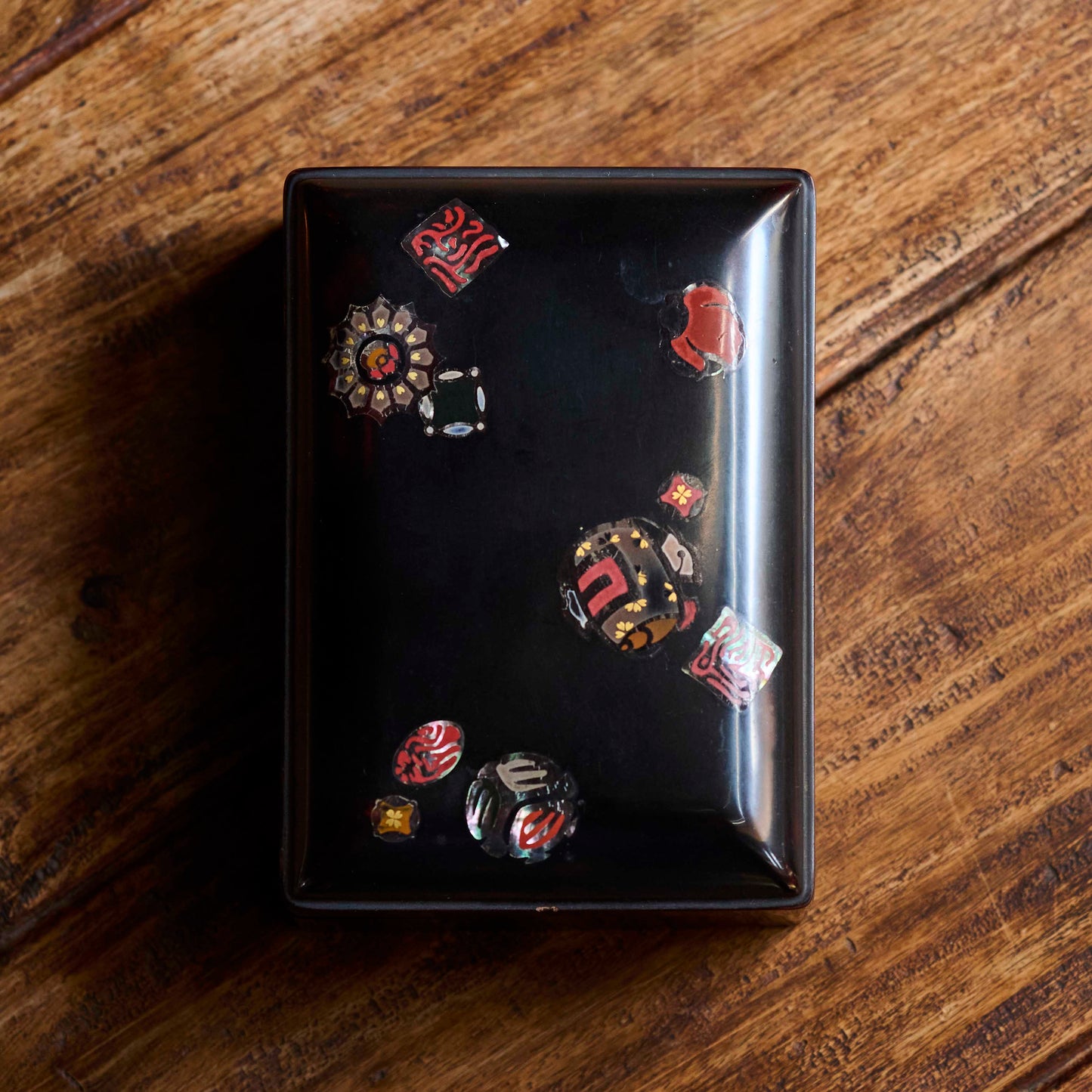 Antique Japanese Lacquer Tray and Raden Box Set