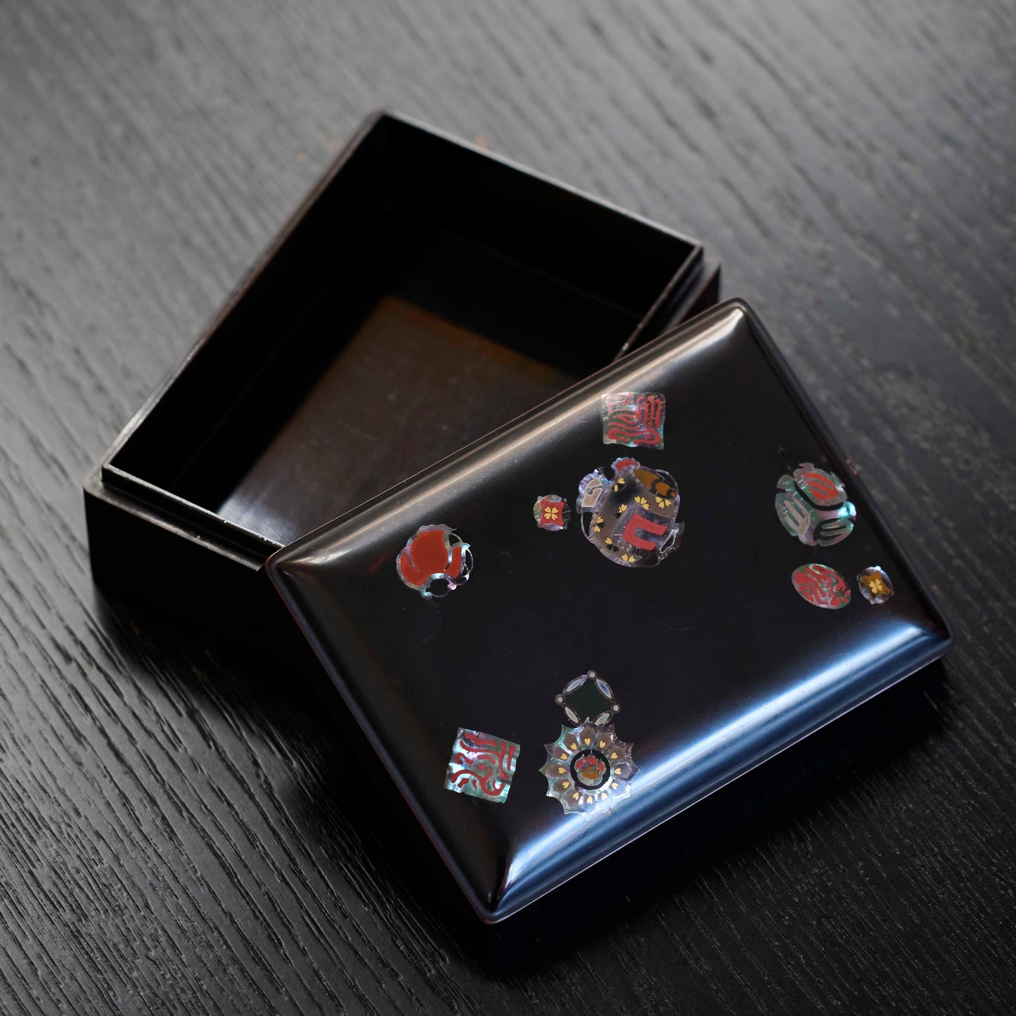 Antique Japanese Lacquer Tray and Raden Box Set