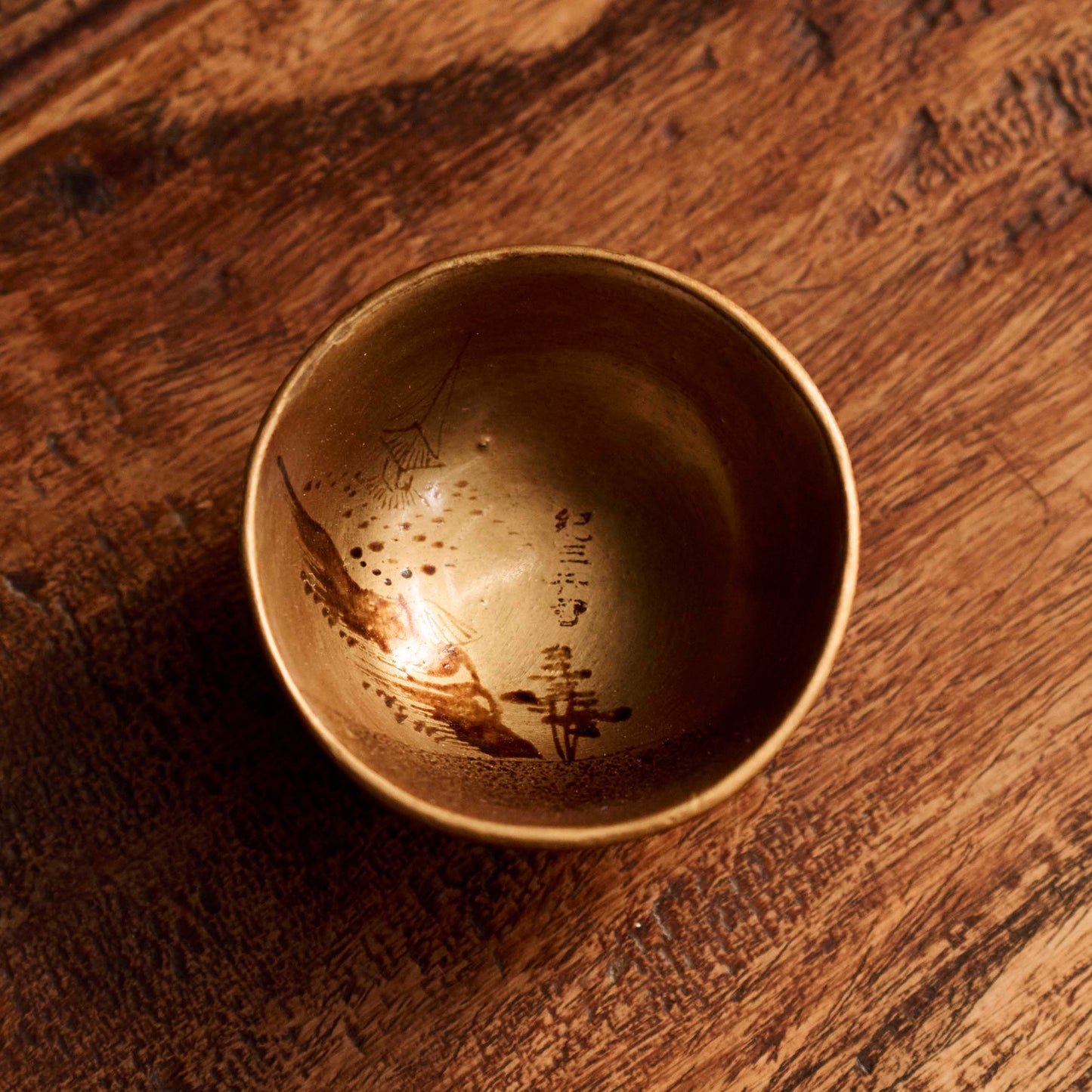 Japanese Lacquer Cups 　Mandarin Peel Five Colour Set with Gold Makie