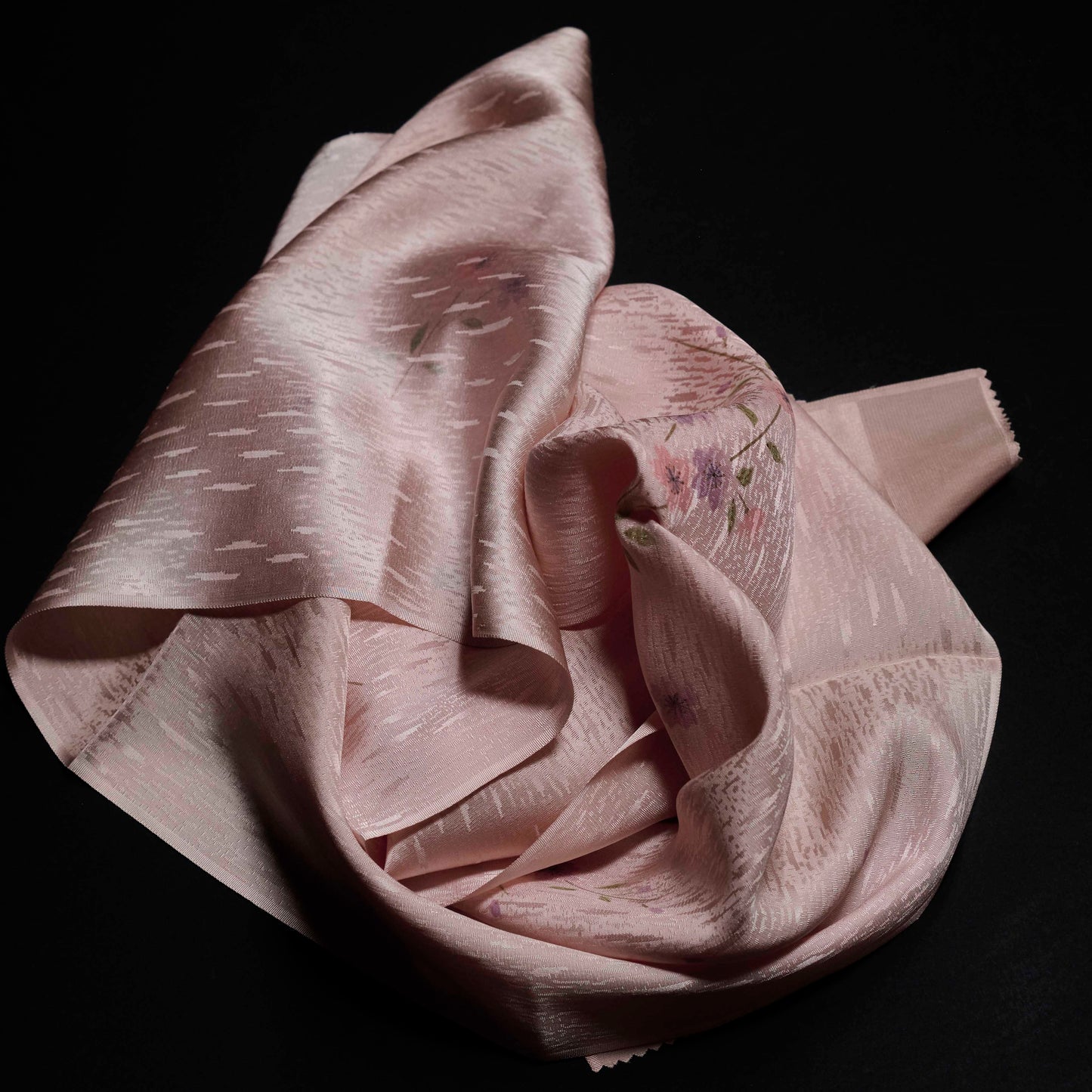 Kimono Silk Scarf - Soft Rose Floral Textile