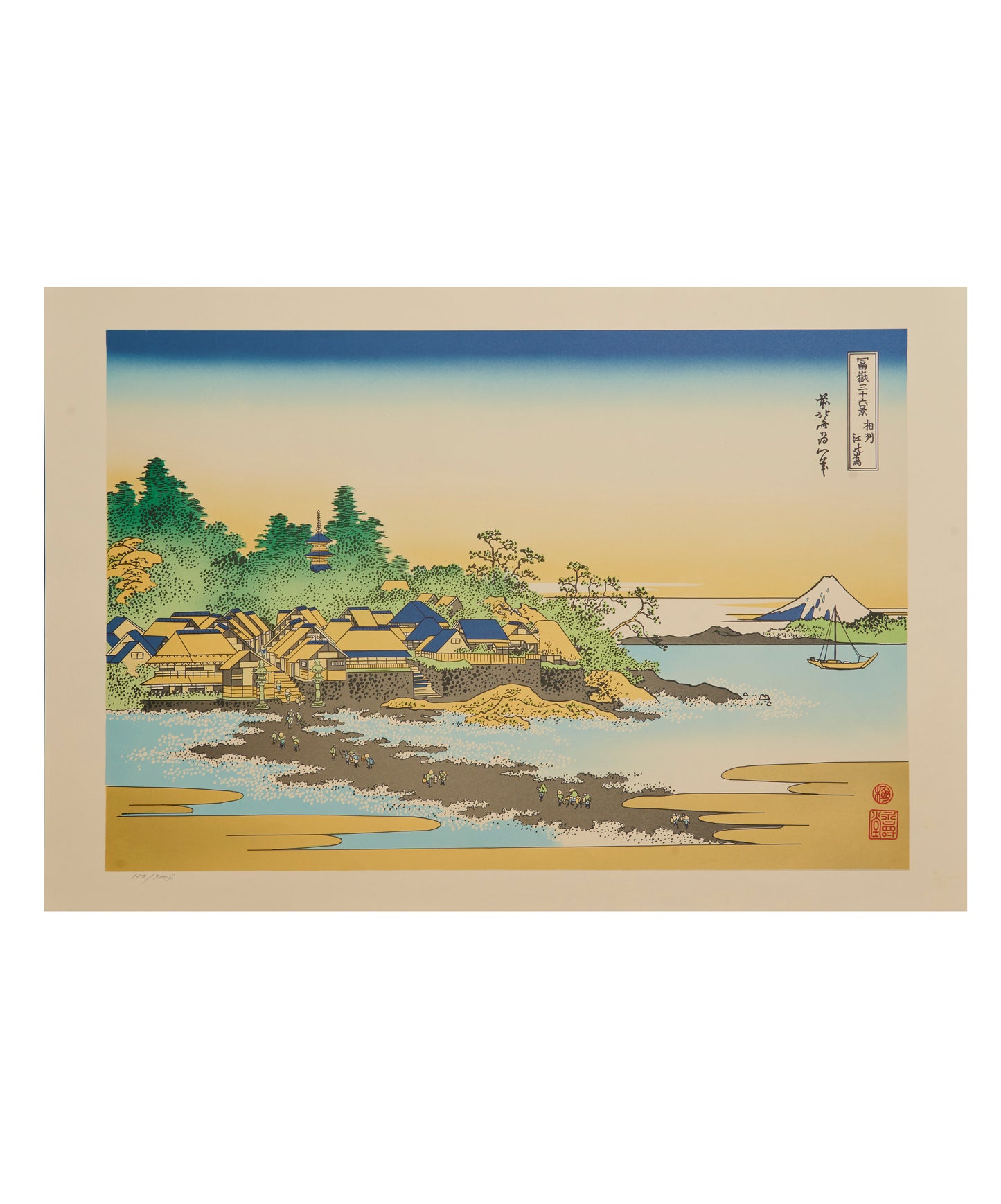 "Enoshima in Sagami Province" from 36 views of Mt.Fuji series by Hokusai