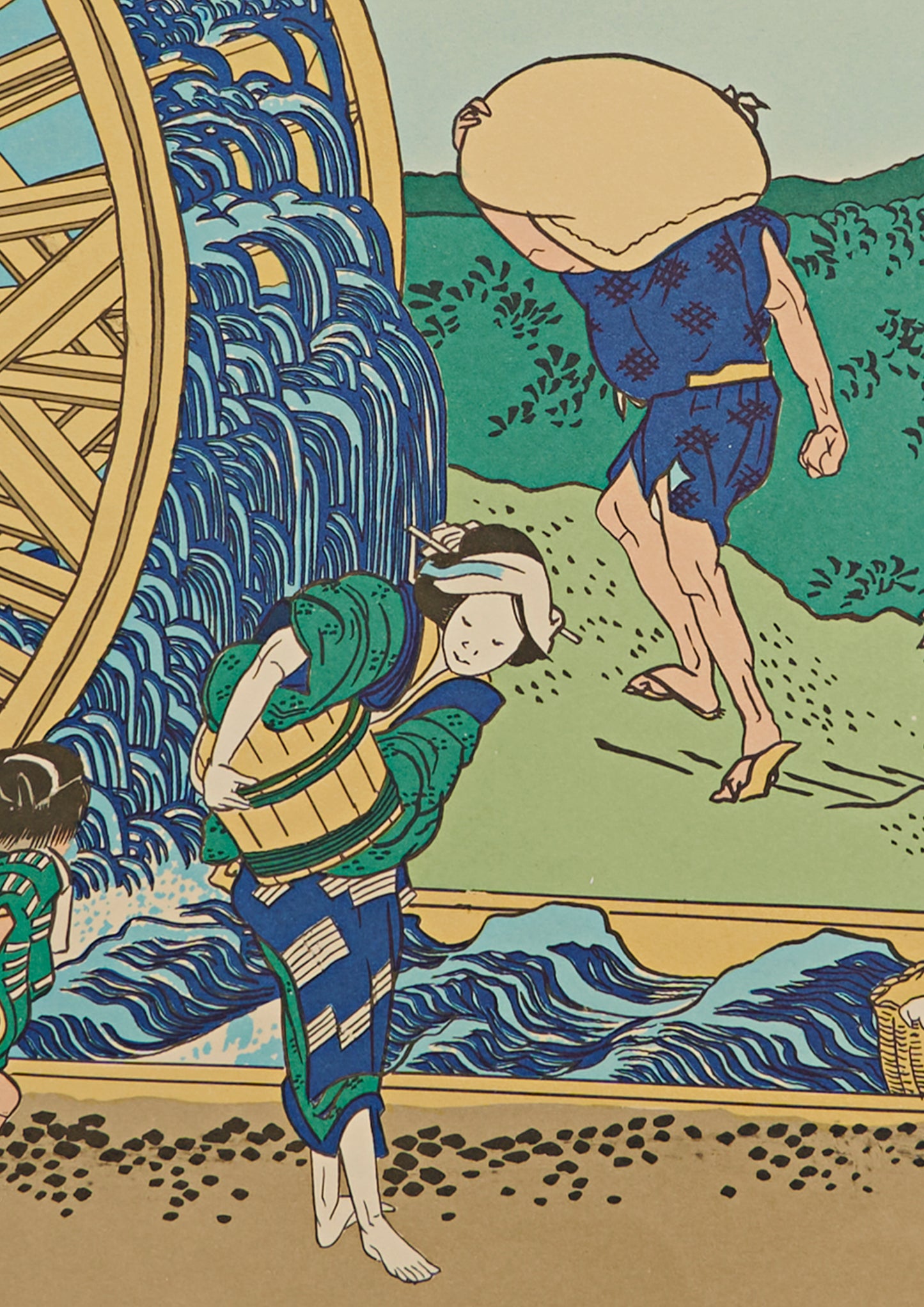 "Watermill at Onden" from 36 views of Mt.Fuji series by Hokusai