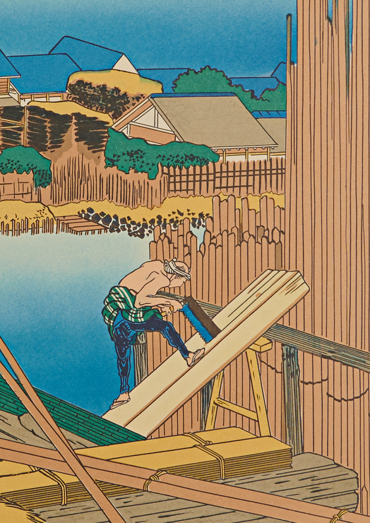 "Honjo Tatekawa" from 36 views of Mt.Fuji series by Hokusai