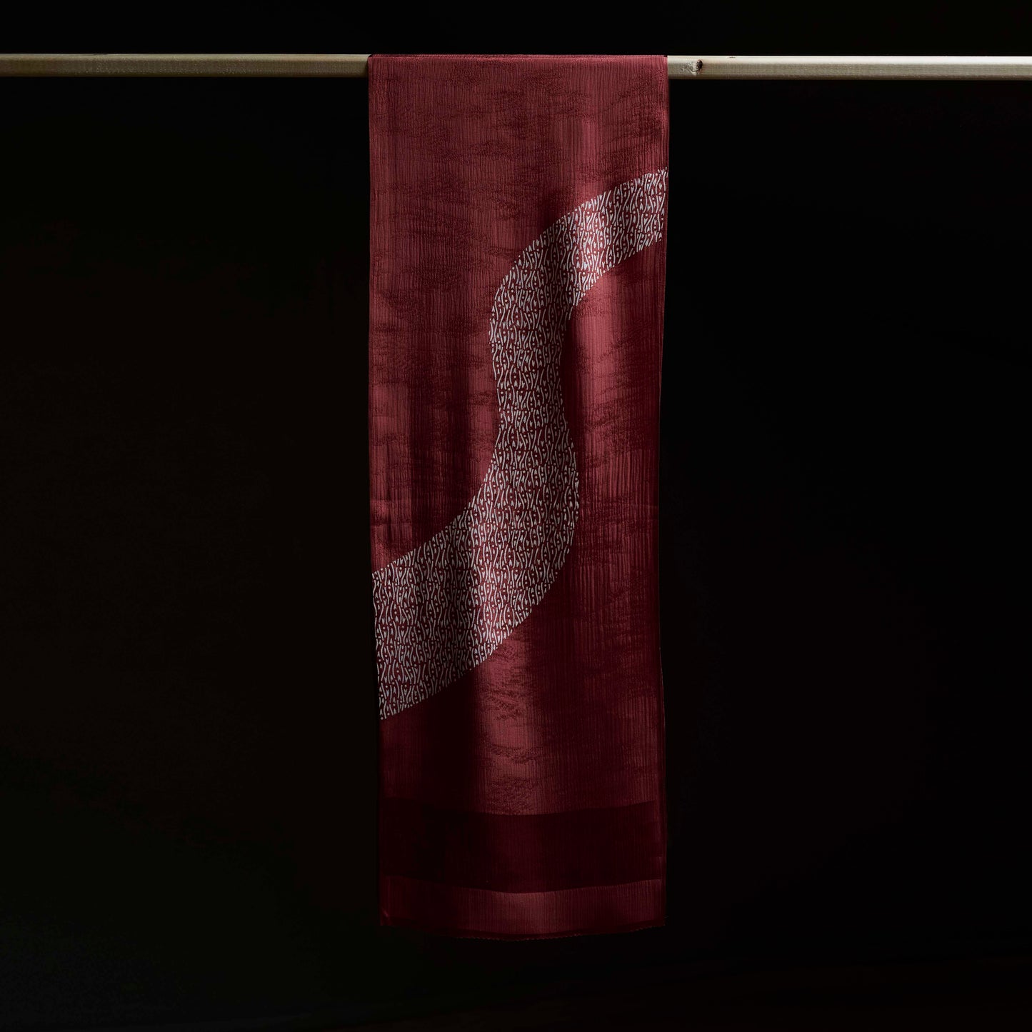 Kimono Silk Scarf - Rust Red Geometric Textile