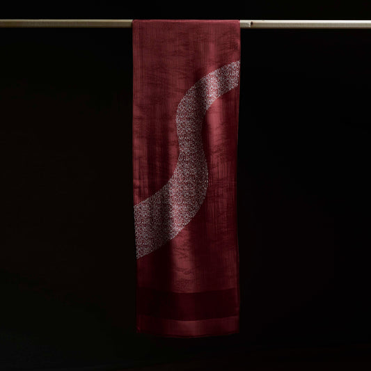 Kimono Silk Scarf - Rust Red Geometric Textile