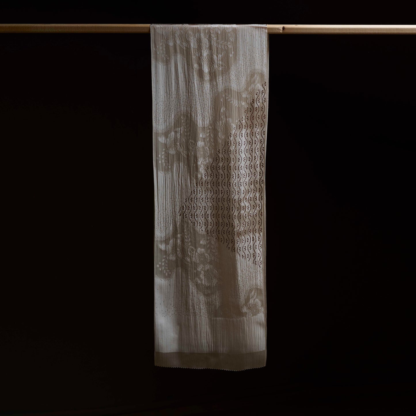 Kimono Silk Scarf - Ivory Floral Wave Textile