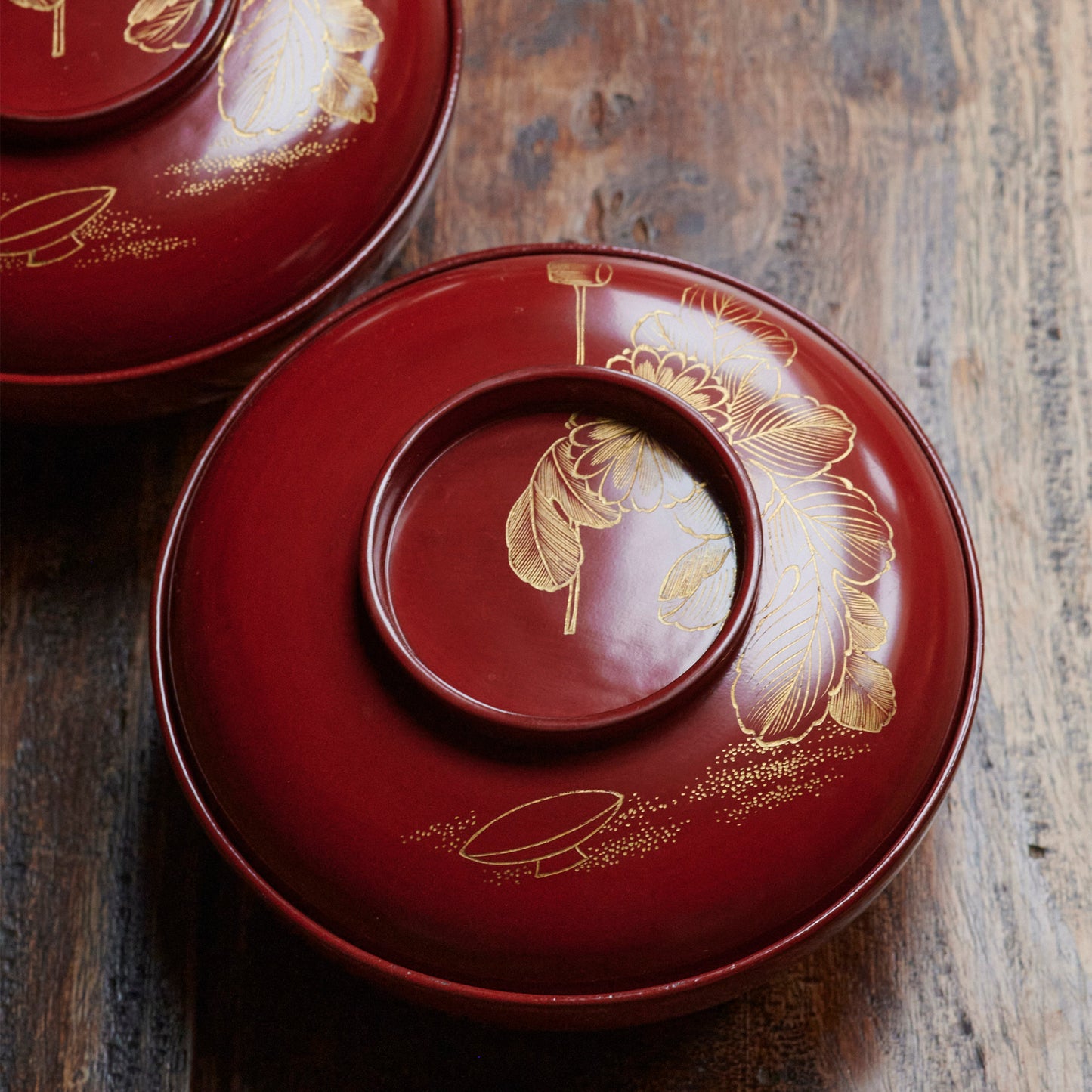 Japanese Lacquerware - Antique Japanese Wooden Soup-Bowl with Wajima-Nuri,