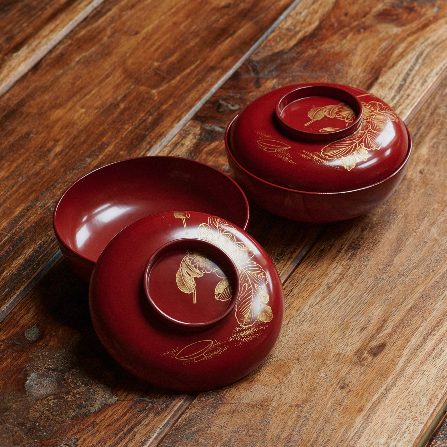 Japanese Lacquerware - Antique Japanese Wooden Soup-Bowl with Wajima-Nuri,