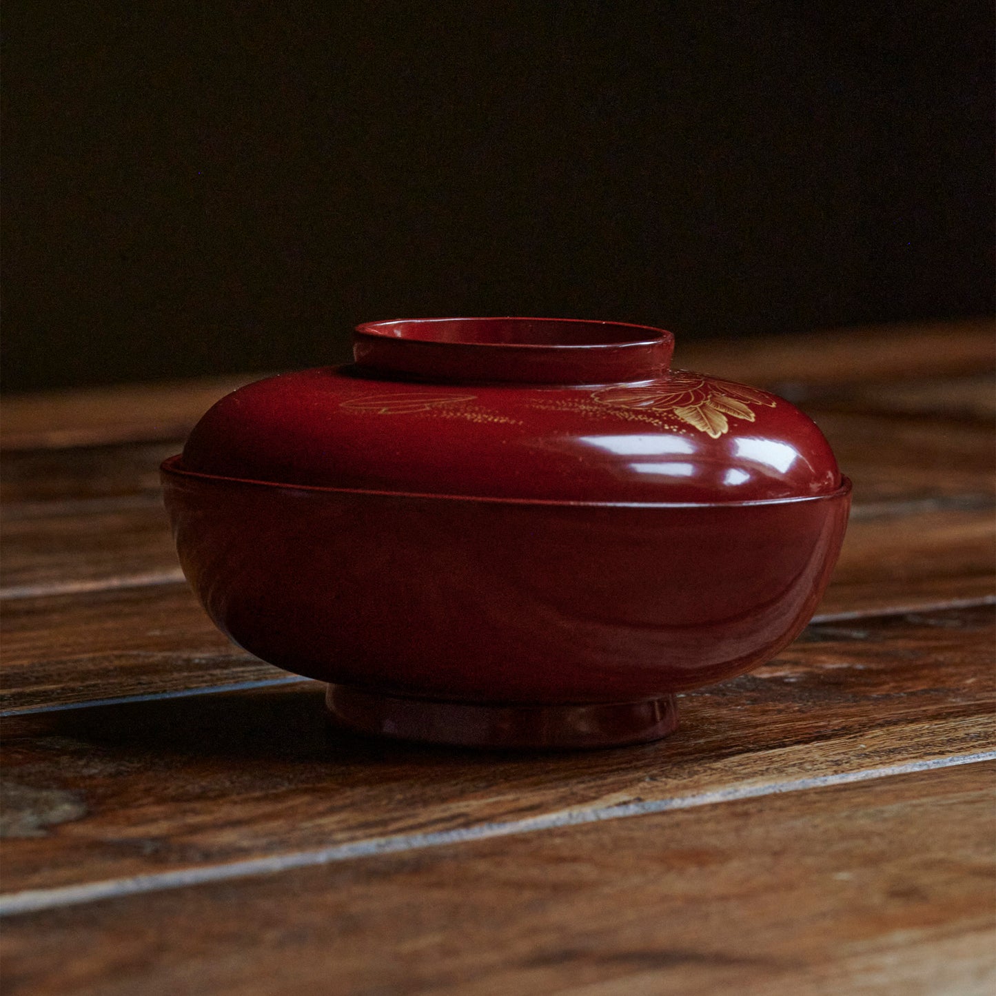 Japanese Lacquerware - Antique Japanese Wooden Soup-Bowl with Wajima-Nuri,